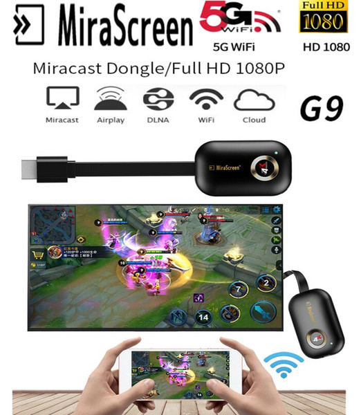 Original MiraScreen G9 Wireless Wifi Display HDMI Dongle 2.4Ghz/ 5G 4K 1080P HDTV Stick Miracast Airplay Mirroring for iPhone X iOS Android