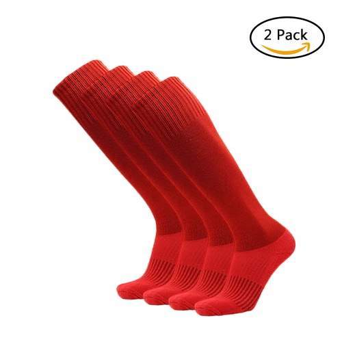 2 Pairs Men's Breathable Wicking Knee High Soccer Socks Sport Football Athletic Compression Socks for US 7.5-10.5 / UK 6.5-9.5 / EU 40-46 Black