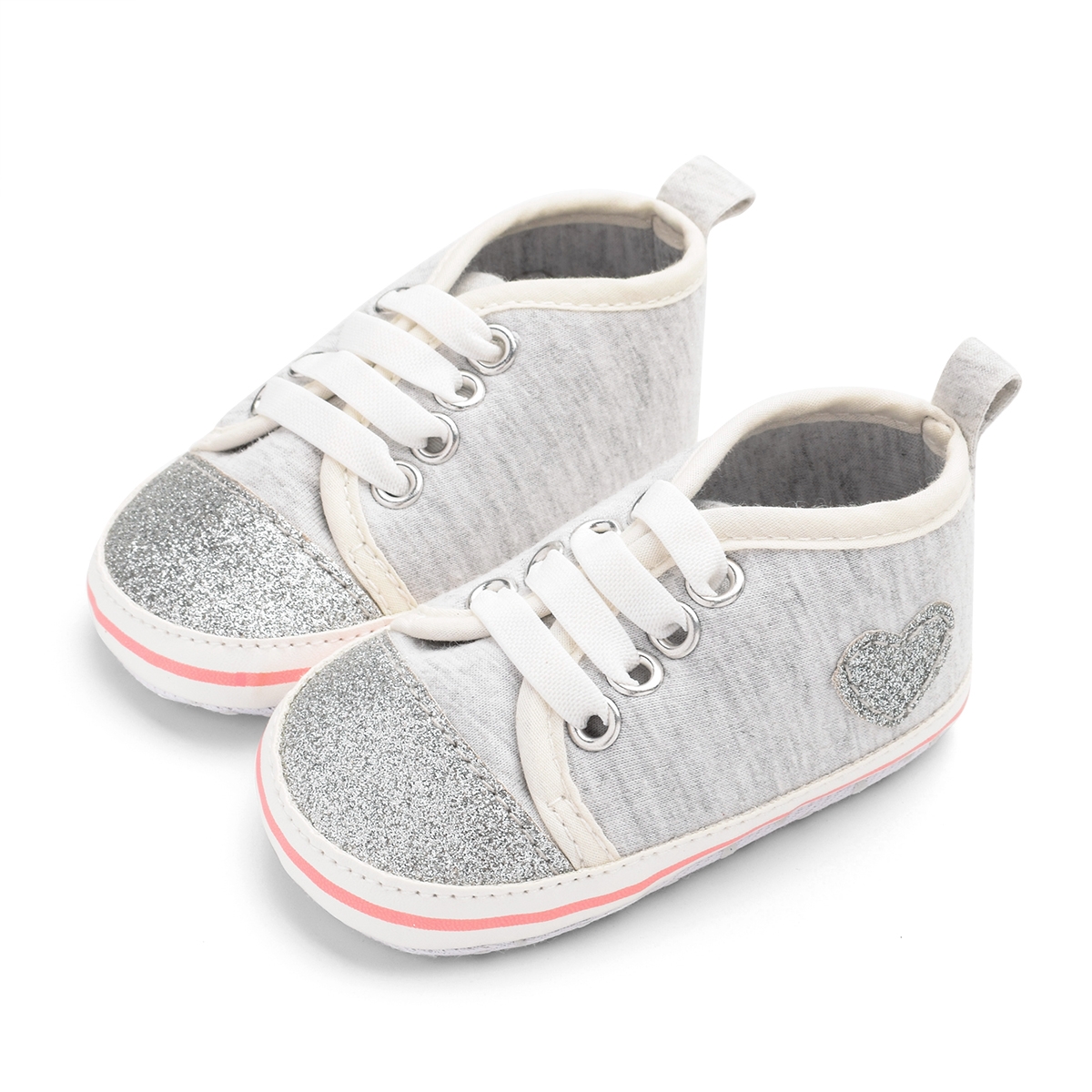 Baby / Toddler Valentine Sequined Heart Applique Prewalker Shoes