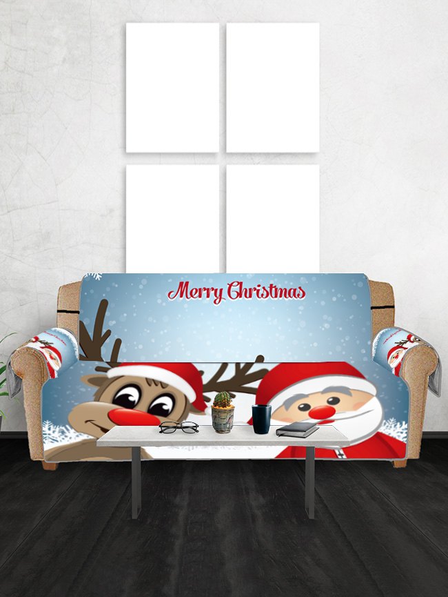 Christmas Santa Claus and Deer Pattern Couch Cover