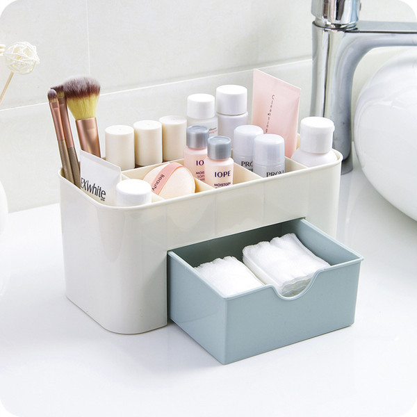 new european transparent plastic makeup organizer storage box multipurpose candy color office sundries cosmetic drawer container