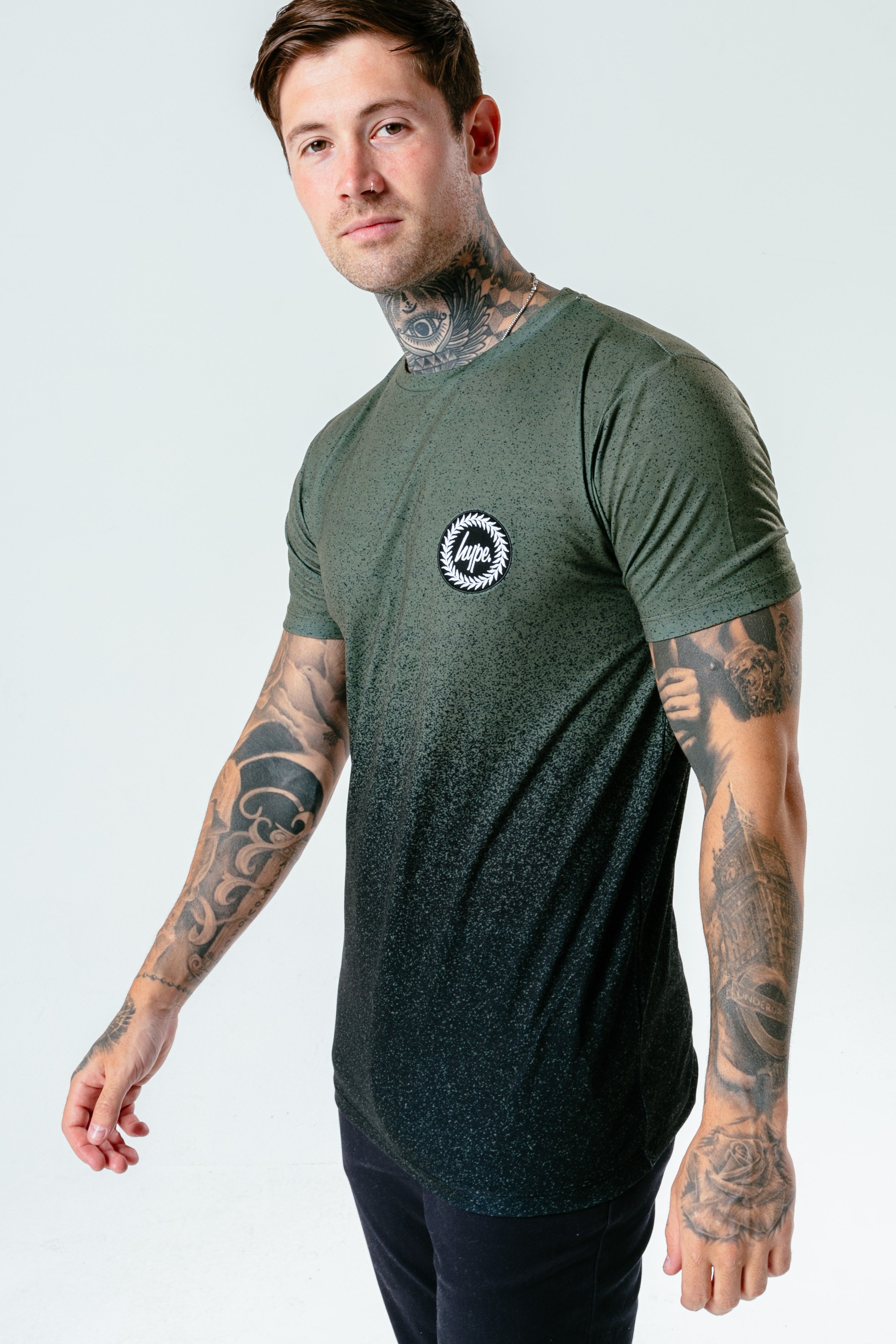 Hype Khaki Black Speckle Fade Men's Sub T-Shirt | Size X-Small