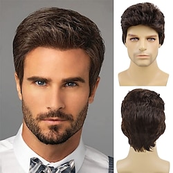 Brown Mens Wig Handsome Male Short Hair Synthetic Halloween Costume Toupee for Men Daily Party Use Lightinthebox