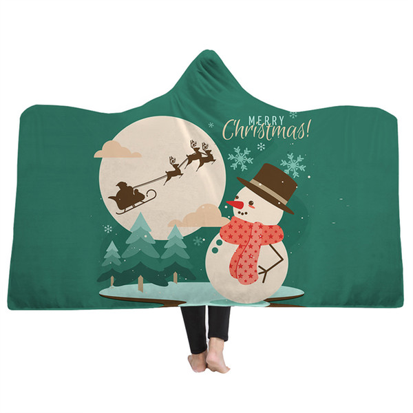 ehomebuy 2018 3d blankets hooded blanket 3d printing merry christmas snowman winter home blankets wearable hooded