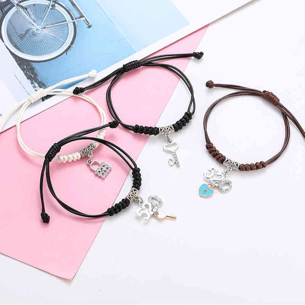 Chinese-style Products Korean Version Fashion Popular Lovers' Tanabata Bracelet Female Worker Weaves 520 Key with Lock Student's Best Friend Keepsake Jewelry