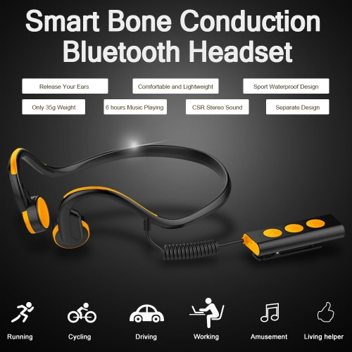 Portable Bone Conduction Headphone BT 4.1 Stereo Headsets Waterproof Sport Earphones Hands-free w/ Mic Indoor Outdoor Use Headphone for Android iOS Smart Phones Tablet PC Notebook