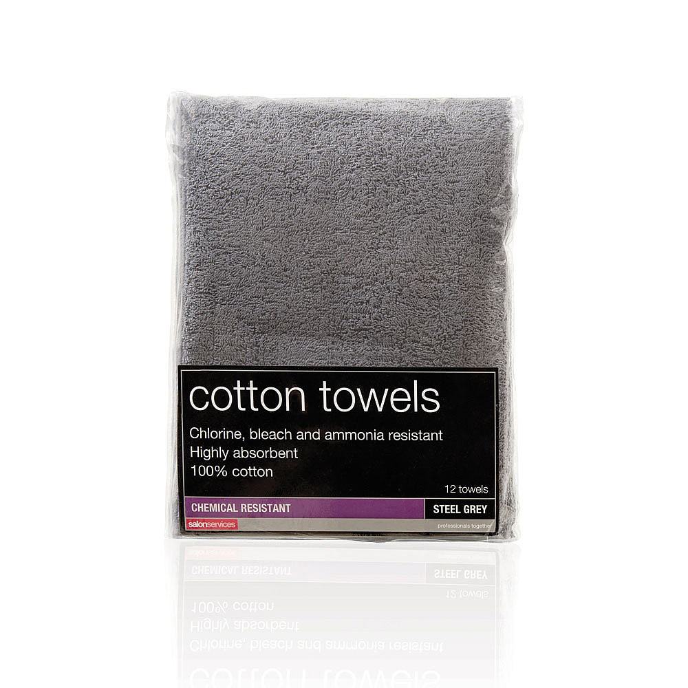 Salon Services Bleach Resistant Towel Steel Pack of 12