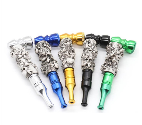 Wholesale of Portable and Removable Individual Tobacco Tobacco Fittings with New Single-section Mixed-color Ghost-Head Resin Pipe in 2019