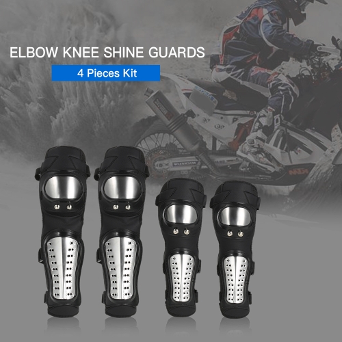 Elbow Knee Shin Guard Pads 4Pcs Kit Breathable Adjustable Knee Cap Pads Protector Elbow Armor for Motorcycle Motocross Racing