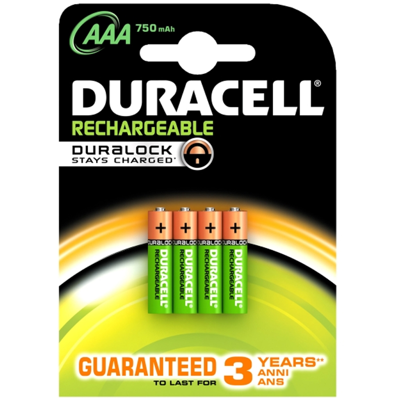 Duracell StayCharged 750mAh AAA Rechargeable Batteries - 4 Pack