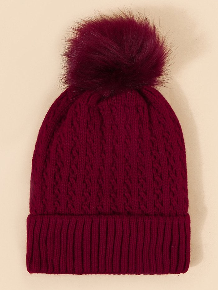 Braid Faux Fur Knitted Bubble Hat