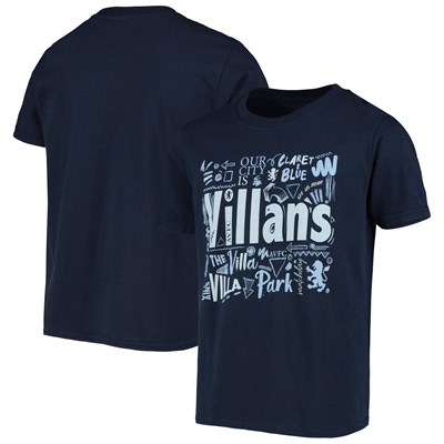 Aston Villa Grafitti T-Shirt - Navy - Kids