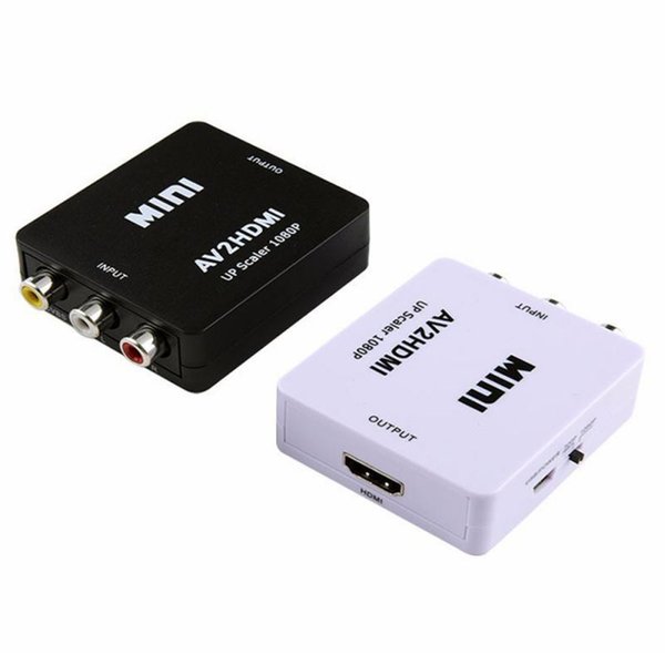 AV2HDMI 1080P HDTV Video adapter mini Connectors Converter CVBS+L/R RCA TO HD&MI For Xbox 360 PS3 PC360 With retail packaging