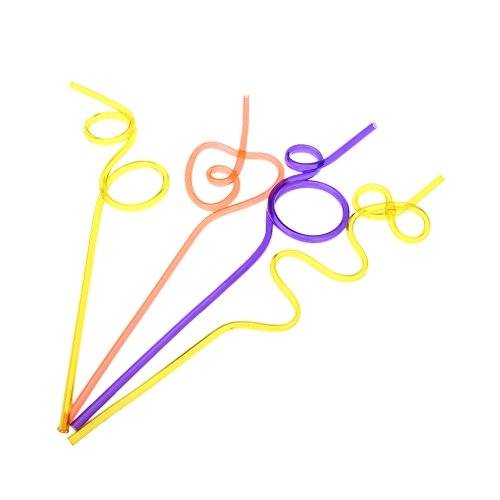 10pcs/lot Colorful Straw Crazy Curly Loop Coloured Drinking Straws for Birthday Party