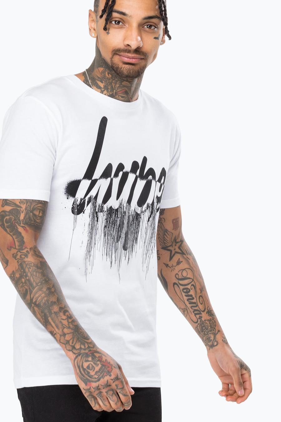 Hype White Drip Script Mens T-Shirt | Size XX-Small
