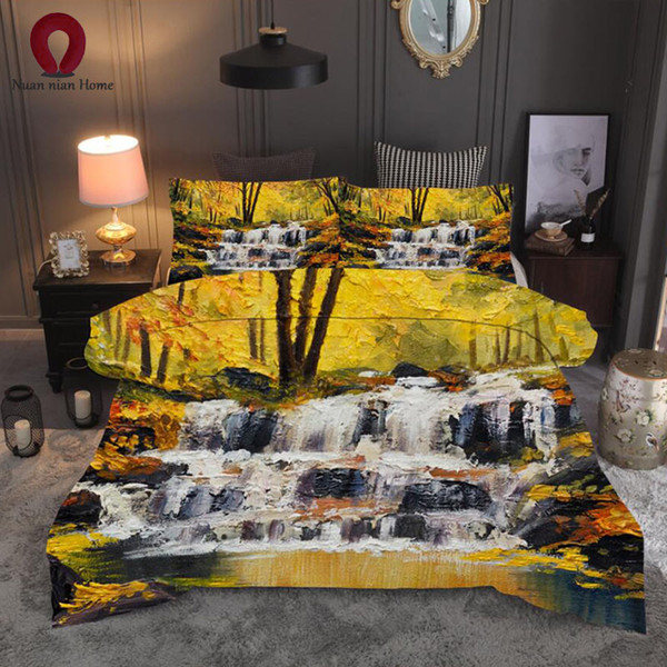 3d bedding set landscape tree quilt cover realistic bedding set pillowcase bed home textile ing