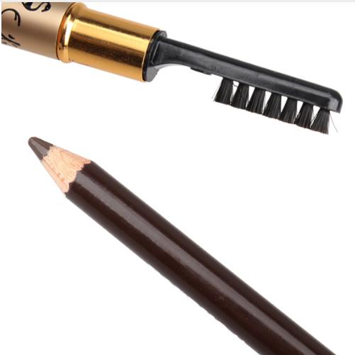 2in1 brown eyebrow pencil and brush two sides with brush leopard design metal casing lasting makeup -27