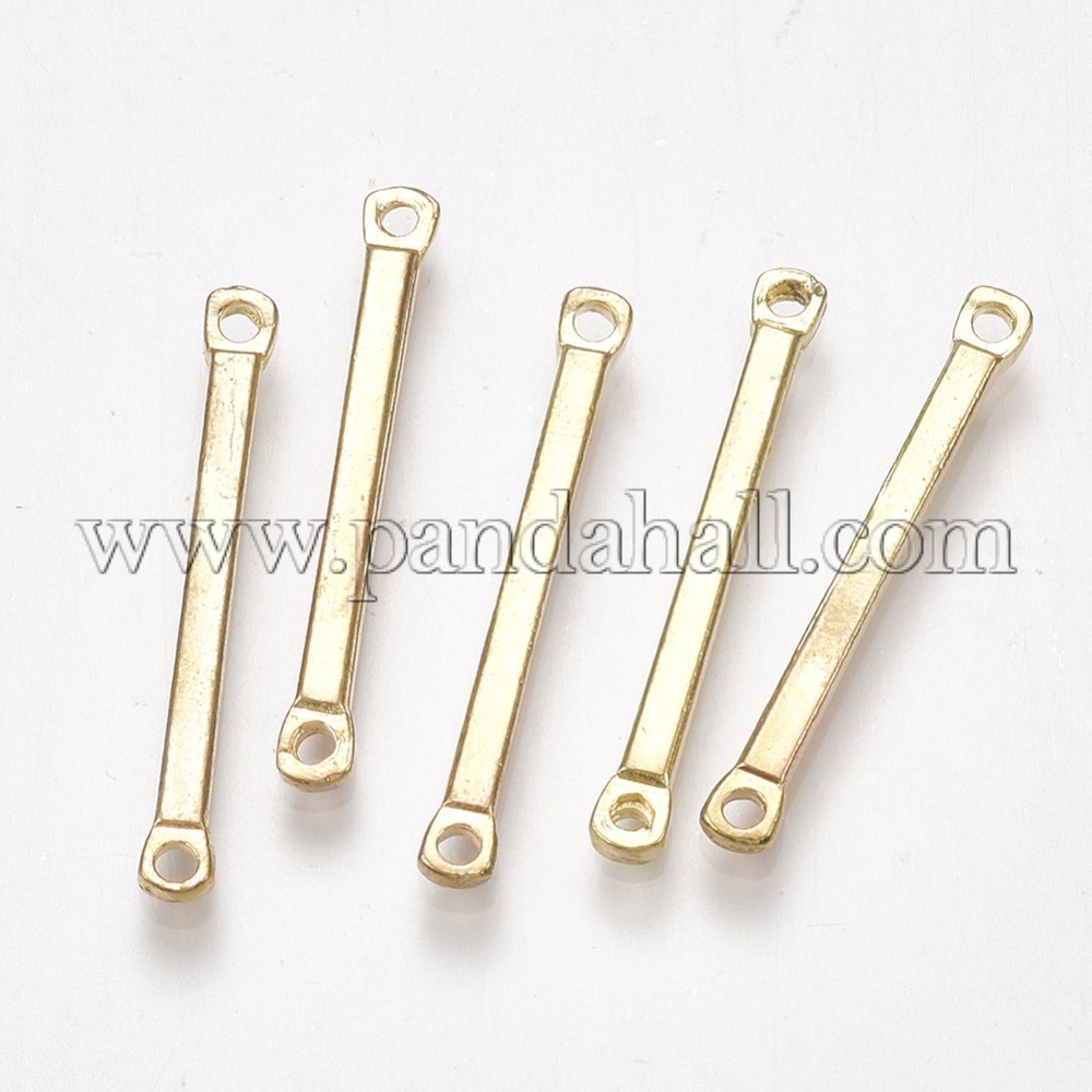 Alloy Links/Connectors, Bar Links, Strip, Light Gold, 26x3x1.5mm, Hole: 1.2mm