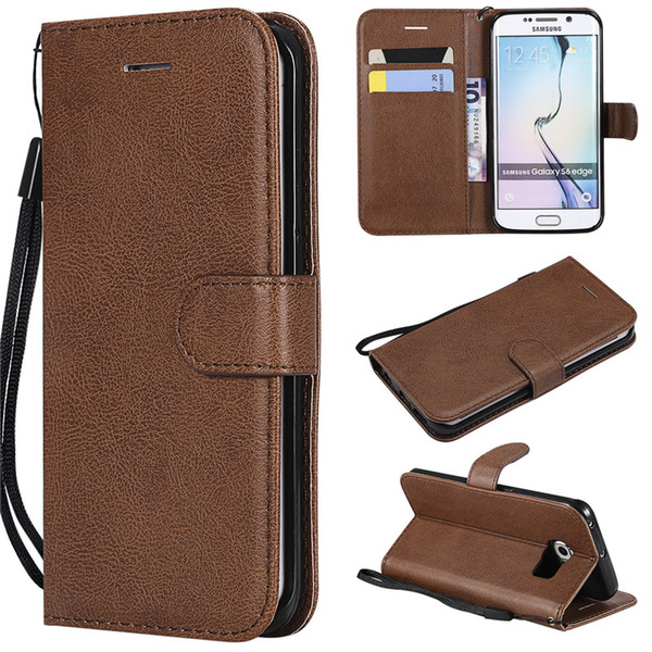 wallet case for samsung galaxy s6 flip back cover pure color pu leather mobile phone bags coque fundas for galaxy s6