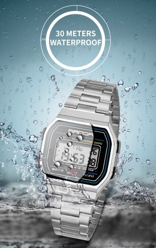 SANDA 405 Ultra-thin 9mm Sport Watch Men Electronic LED Digital Wrist Watches Waterproof Clock Calendar Watch for Male