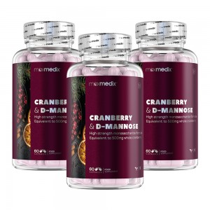 Cranberry & D-Mannose Capsules -  Natural Capsule Supplement For Urinary Tract Support - 3 packs
