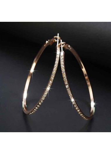 Gold Circular Shape Rhinestone Detail Earrings