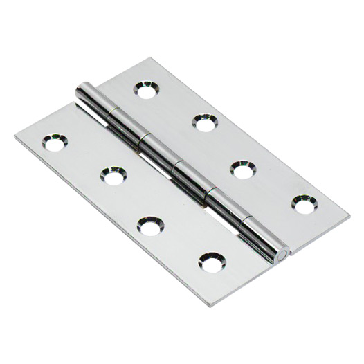 Brass Butt Hinges, Chrome Plated, 100mm (2 Pack)