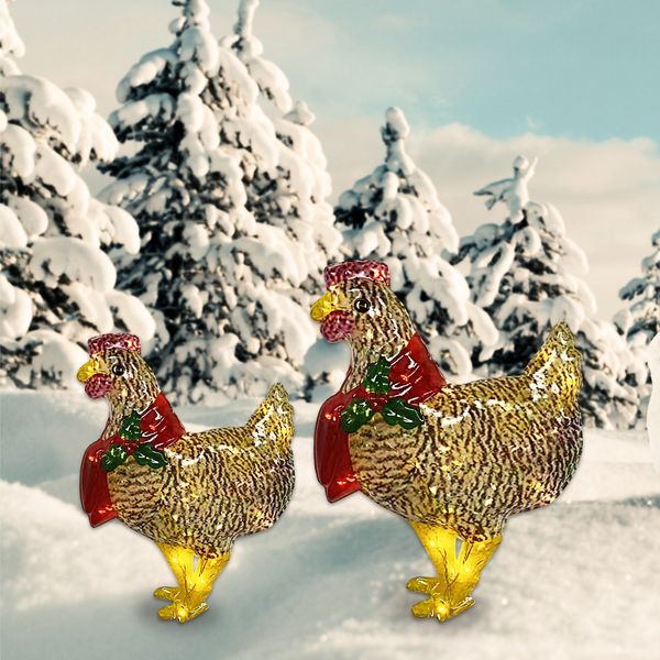 Free freight YEGBONG OEM ODM Christmas explosion outdoor decorations size scarf chicken outdoor light machine lighting chicken with festive decoration