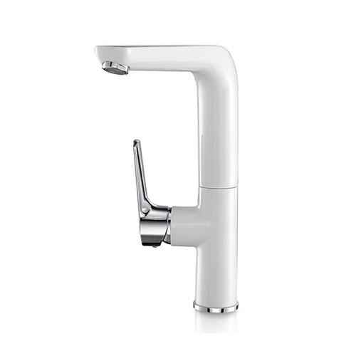 white & chrome elegance kitchen sink faucet single hole deck mount quality brass rotation white and cold water mixer