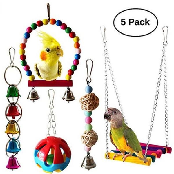 parrot suit toys gnaw toys swing small bell string sepaktakraw bites 5 paper set
