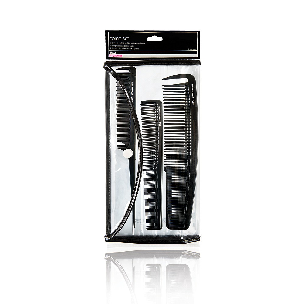 Salon Services Six Piece Comb Set Black