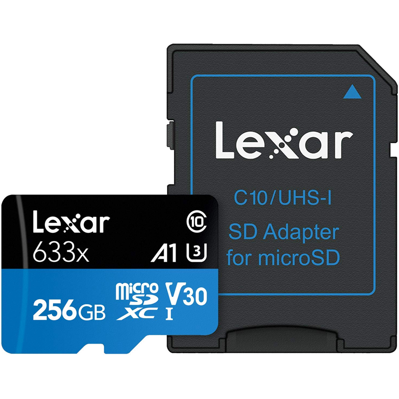 Lexar 256GB High Performance Micro SD Card (SDXC) UHS-I U3 + Adapter - 95MB/s
