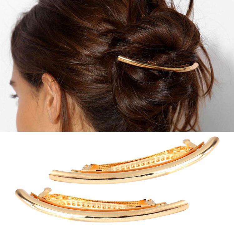 Trendy Hair Clips Alloy Mental Silver Gold Curve Simple