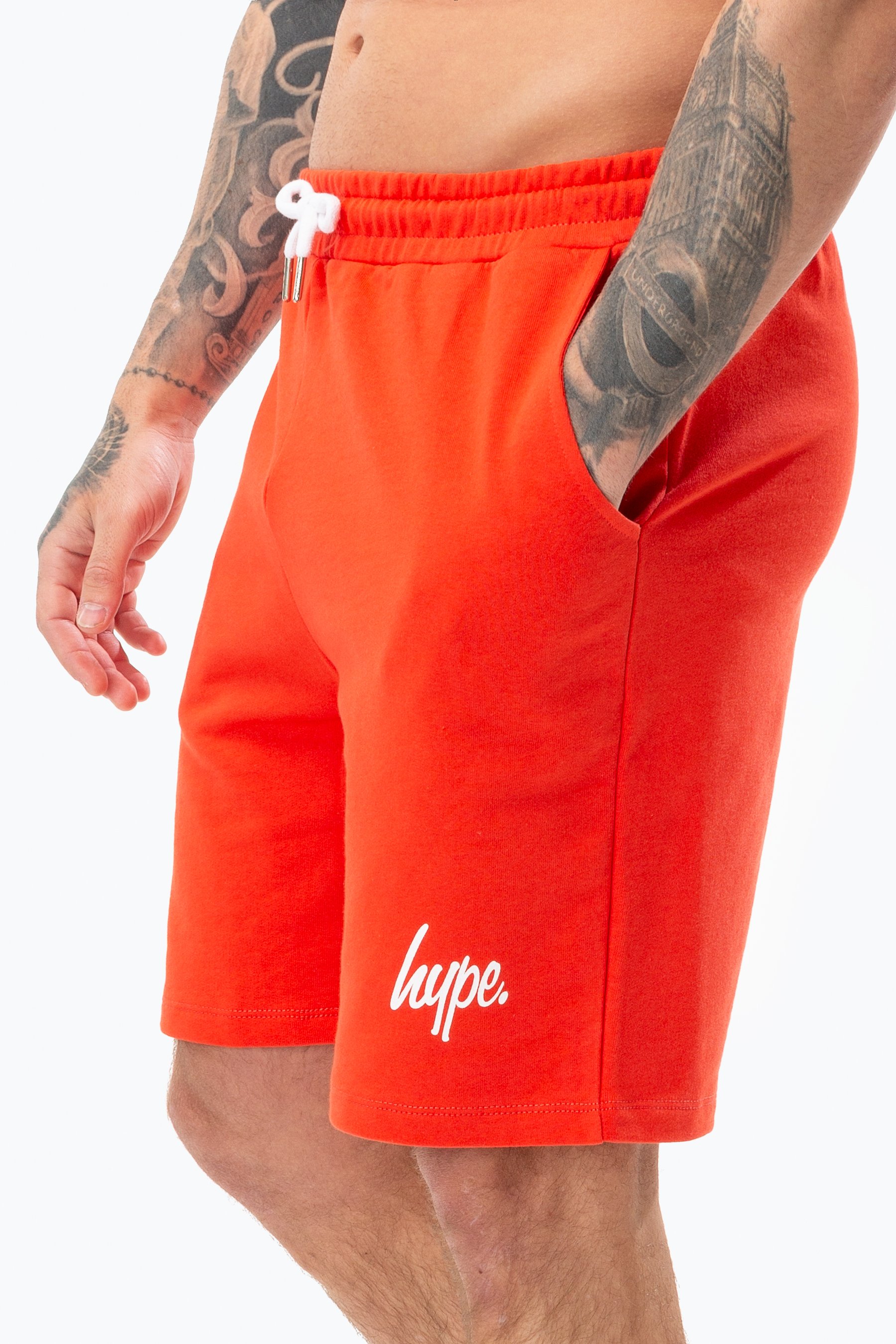 Hype Red Script Mens Shorts | Size X-Small