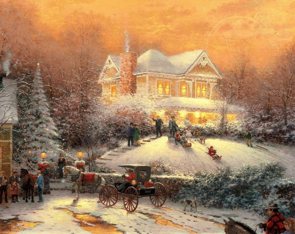 new thomas kinkade victorian christmas ii wall art home decor handcrafts /hd print oil painting on canvas larger picture 190922