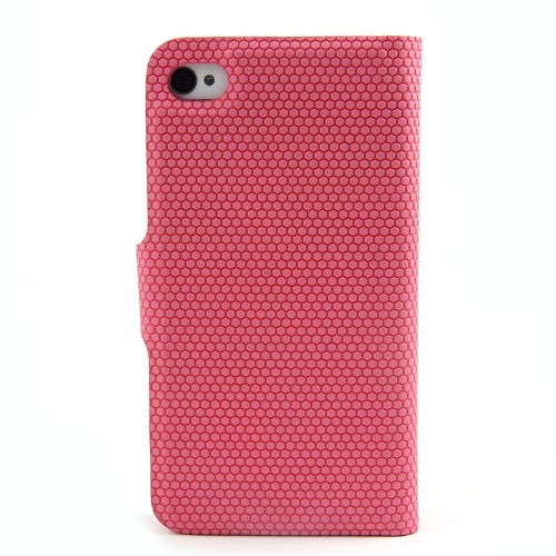 Magnetische Adsorption Folio Smart Flip Haut Stand Hülle für iPhone 4 4 s multifunktionale Halterung Kopfhörer Spule Winder Pink