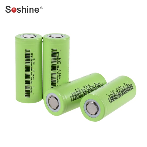 4pcs/lot Soshine IFR 26650 3200mAh 30A 3.2V Rechargeable Flat Top Battery Smart LiFePO4 Environmentally Friendly Battery Pink