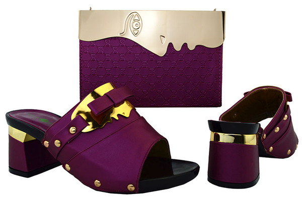 sale purple women shoes kitten heel 7cm and bag set for african shoes match handbag set for dress bch-26