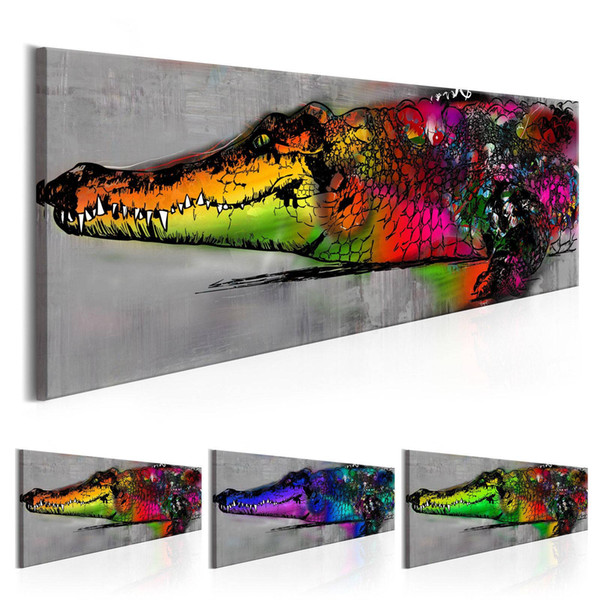(no frame)watercolor animal crocodile design canvas print wall art modern home decoration, choose color & size