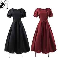 Lady Retro Vintage Victorian Medieval Renaissance Dress Chemise OverDress Women's Costume Vintage Cosplay Masquerade Tea Party Casual Daily Dress Lightinthebox