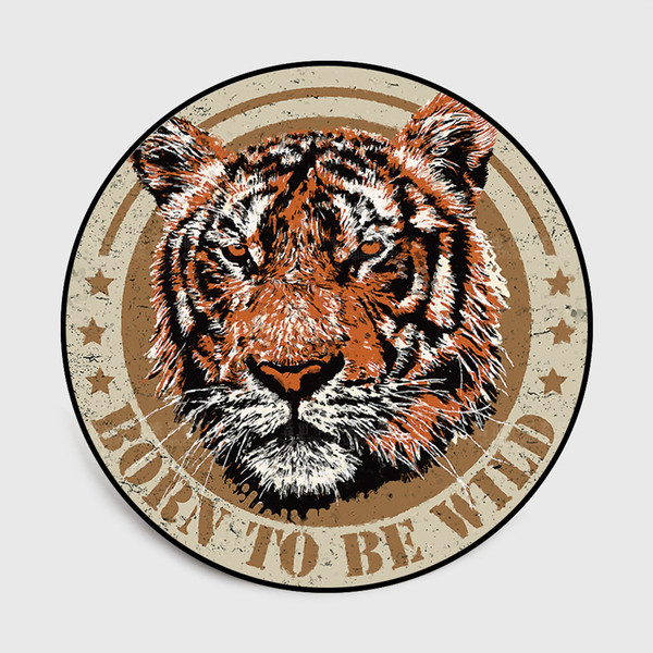 wild tiger round carpet for living room anti-slip sofa table floor flannel mat kids bedroom 3d tiger printed area rug