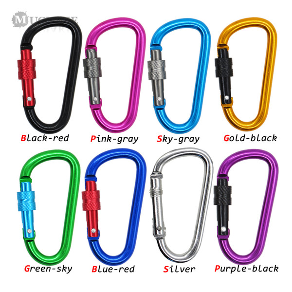 5pcs aluminum alloy decorative hoods key hooks black blue red gold silver carabiners key chain clip camping snap hook outdoor