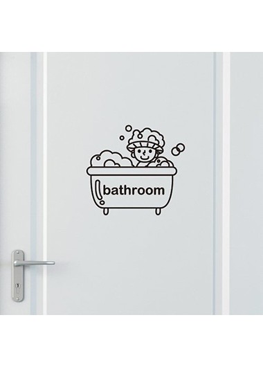 1pc 21.4 X 22.4cm Black Bathroom Pattern Sticker
