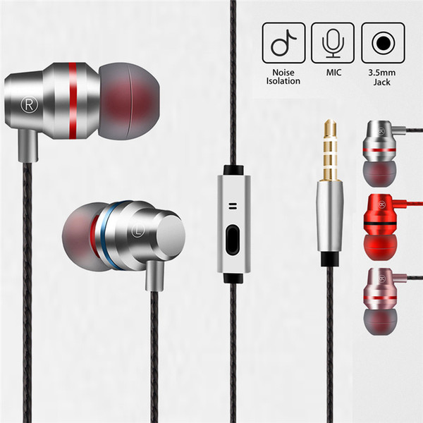3.5mm wired headphones earphones super bass earbuds in-ear stereo with mic 5 colors