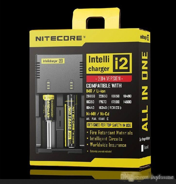 genuine nitecore i2 universal charger for 16340 18650 14500 26650 battery e cigarette 2 in 1 muliti function intellicharger security code