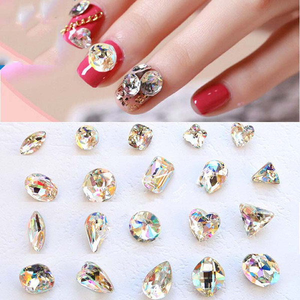 100 pcs glass rhinestones k9 clear ab faceted jewels stones transparent rhinestone nail art decoration nails art strass crystal