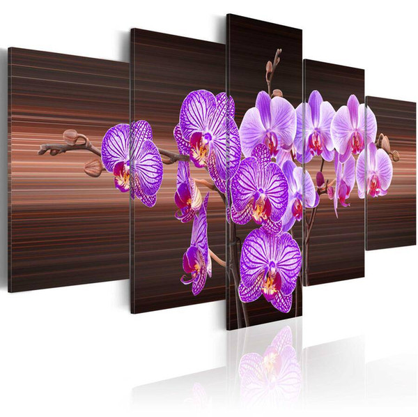 5pcs/set unframed flower of joy hd print on canvas wall art picture for home and living room decor
