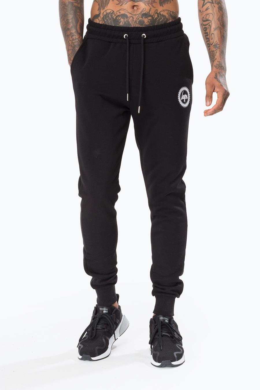 Hype Black Crest Mens Joggers | Size Large