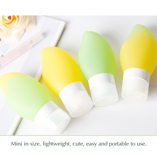 78ml Refillable Mango Shaped Travel Bottle Set Leakproof Squeezable Silicone Bottles Kit Style Yellow