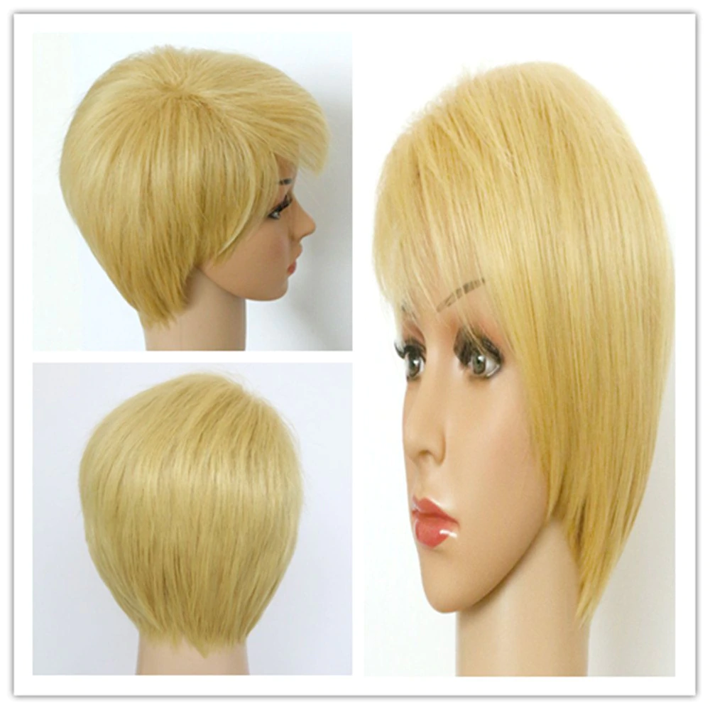 Refreshing Short Fluffy Light Blonde Side Bang Women's Synthetic Hair Wig